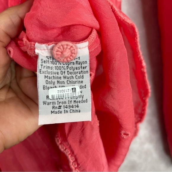 Johnny Was Helia Button-Down Long Sleeve Blouse In Passion Fruit Coral Size XS - Picture 4 of 9